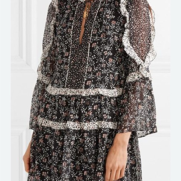 Ulla Johnson silk mini floral Black Dress size 4 NWOT - Picture 4 of 10